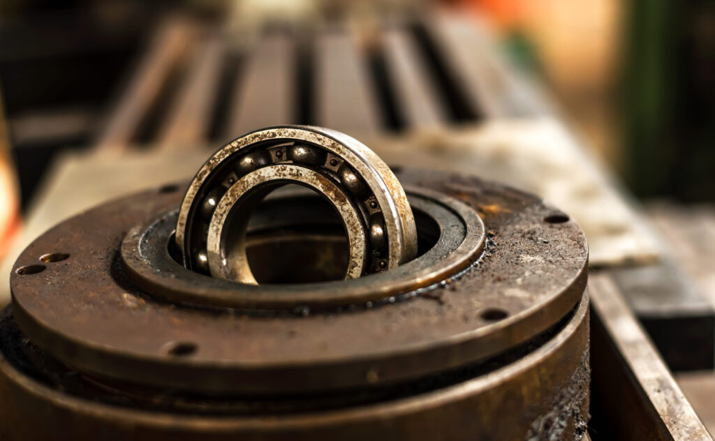 Close up old car wheel bearing take off for repairing
